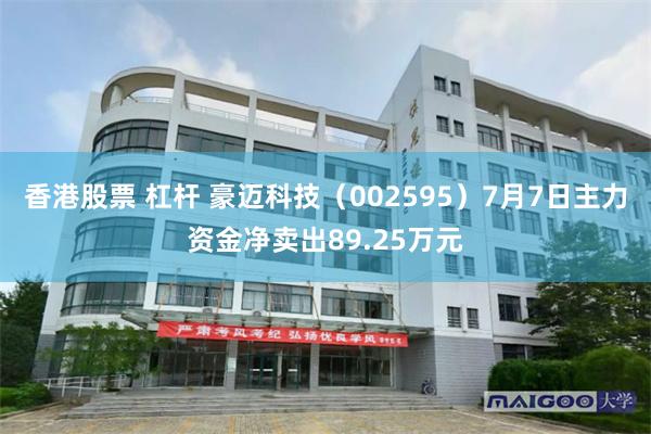香港股票 杠杆 豪迈科技（002595）7月7日主力资金净卖出89.25万元