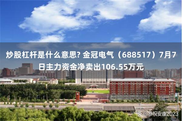 炒股杠杆是什么意思? 金冠电气（688517）7月7日主力资金净卖出106.55万元