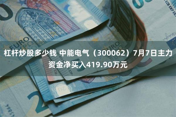 杠杆炒股多少钱 中能电气（300062）7月7日主力资金净买入419.90万元