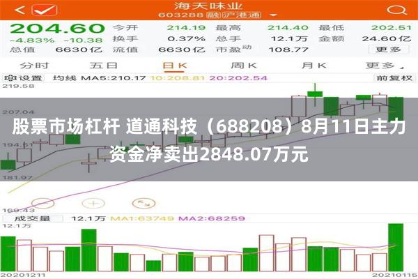 股票市场杠杆 道通科技（688208）8月11日主力资金净卖出2848.07万元