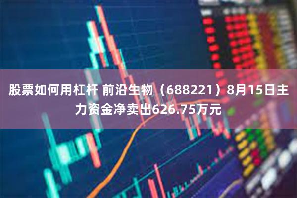 股票如何用杠杆 前沿生物（688221）8月15日主力资金净卖出626.75万元