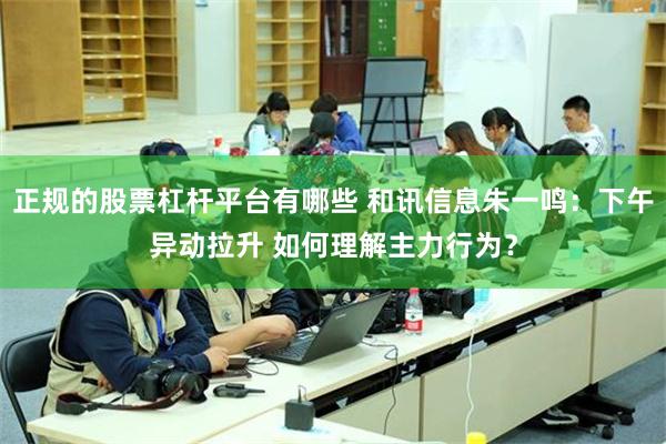 正规的股票杠杆平台有哪些 和讯信息朱一鸣：下午异动拉升 如何理解主力行为？