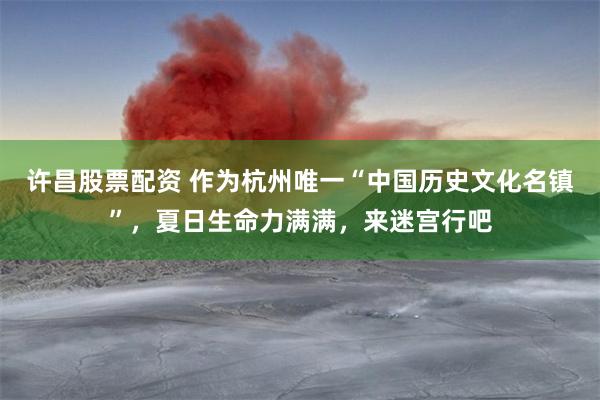 许昌股票配资 作为杭州唯一“中国历史文化名镇”，夏日生命力满满，来迷宫行吧