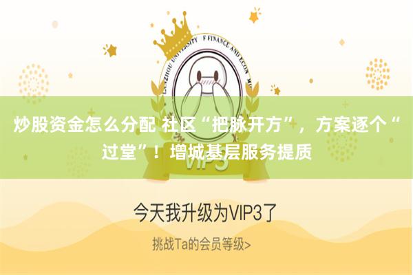 炒股资金怎么分配 社区“把脉开方”，方案逐个“过堂”！增城基层服务提质