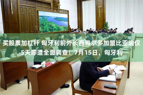 买股票加杠杆 匈牙利前外长西雅尔多加盟比亚迪仅5天即遭全面调查！7月15日，匈牙利