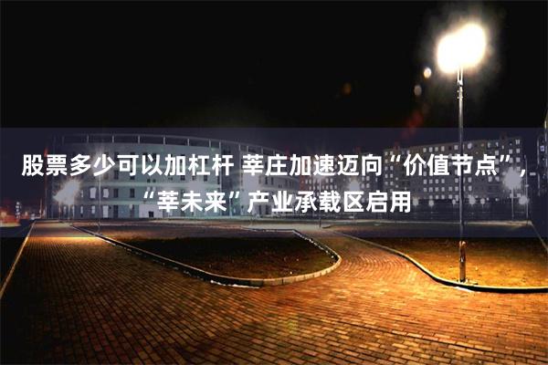 股票多少可以加杠杆 莘庄加速迈向“价值节点”，“莘未来”产业承载区启用