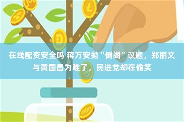 在线配资安全吗 蒋万安抛“倒阁”议题，郑丽文与黄国昌为难了，民进党却在偷笑